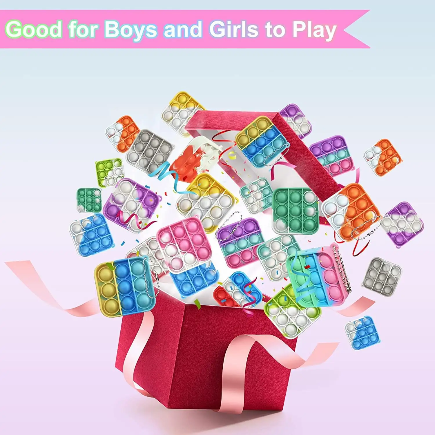 10/30/50Pcs Pop Keychains Fidget Toys Bulk Push Stress Relief Sensory Toys Classroom Prizes Birthday Party Favors