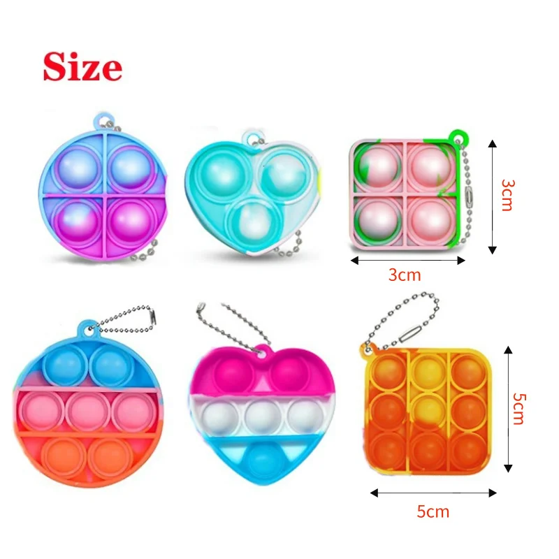 10/30/50Pcs Pop Keychains Fidget Toys Bulk Push Stress Relief Sensory Toys Classroom Prizes Birthday Party Favors