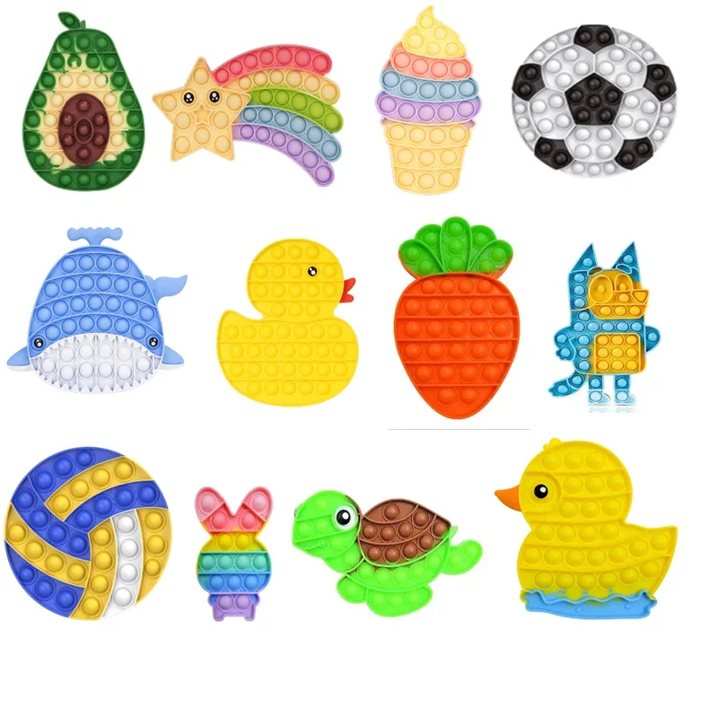 Cute Fidget Reliver Stress Toys Rainbow Push Bubble Antistress Toys Adult Children Simple Dimple Toy To Relieve Autism Kids Gift